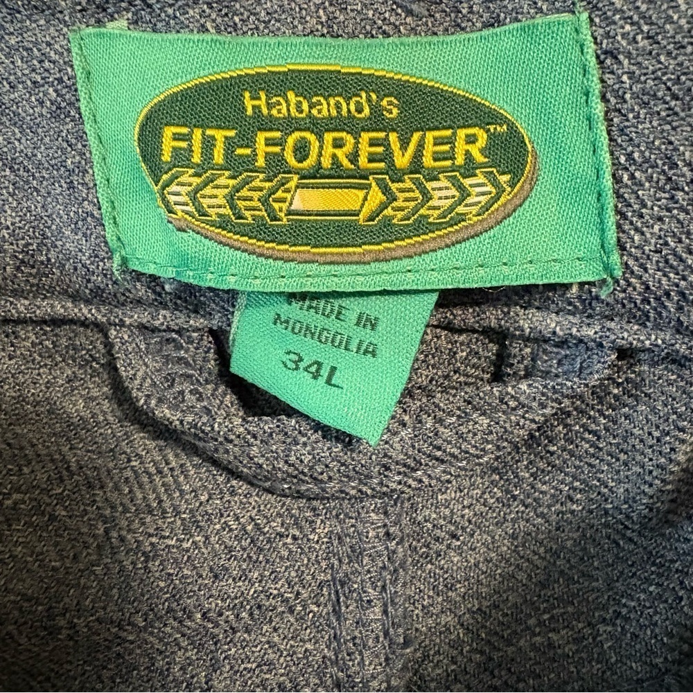 Habands Fit Forever Stretch Waist Denim Blue Polyester Pant Mens 34L 34X32 Retro - Picture 5 of 7